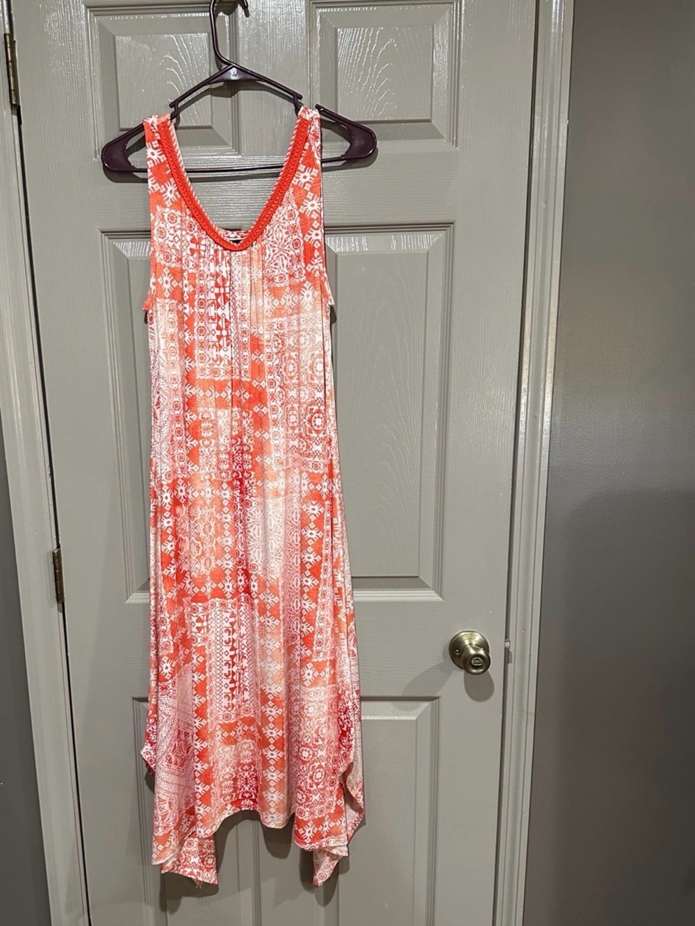 new directions Coral and White Printed Sleeveless Maxi Dress